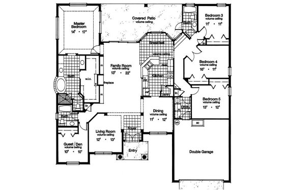 Floor Plan - Main Floor for Mediterranean House Plan #417-319 - 5 bed, 3 bath