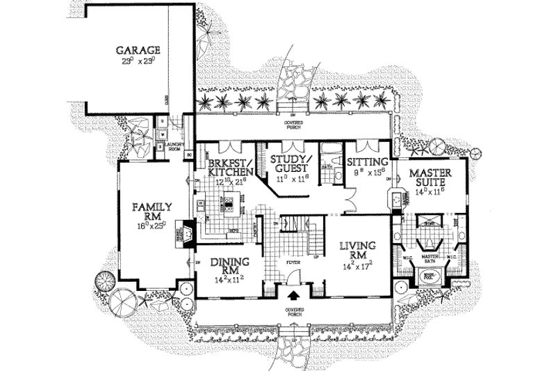 Home Plan - Floor Plan - Main Floor for Southern House Plan #72-453 - 4 bed, 3 bath