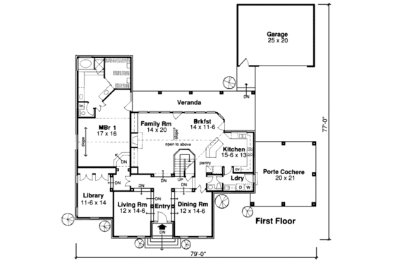 Floor Plan - Main Floor for Colonial House Plan #312-335 - 5 bed, 4.5 bath