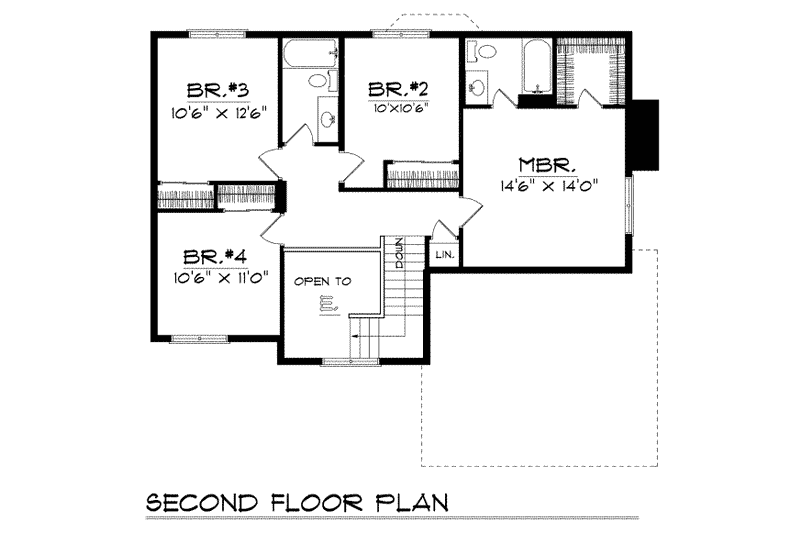 Architectural House Design - Floor Plan - Upper Floor for Traditional House Plan #70-251 - 4 bed, 2.5 bath