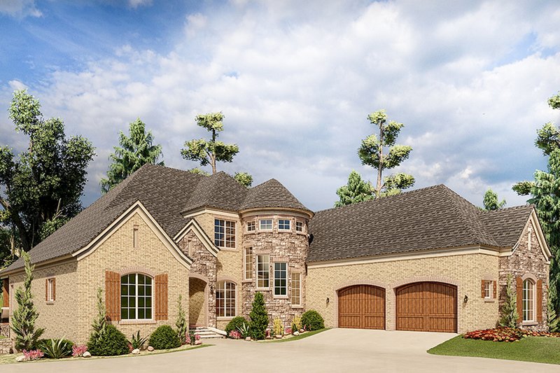 House Blueprint - Exterior - Front Elevation 3 for European House Plan #923-202 - 3 bed, 2.5 bath