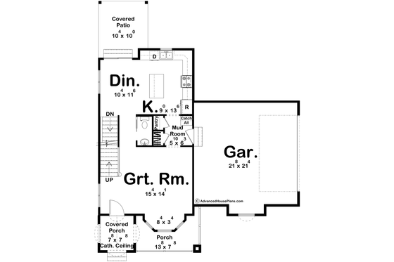 Floor Plan - Main Floor for Modern House Plan #455-430 - 3 bed, 2.5 bath