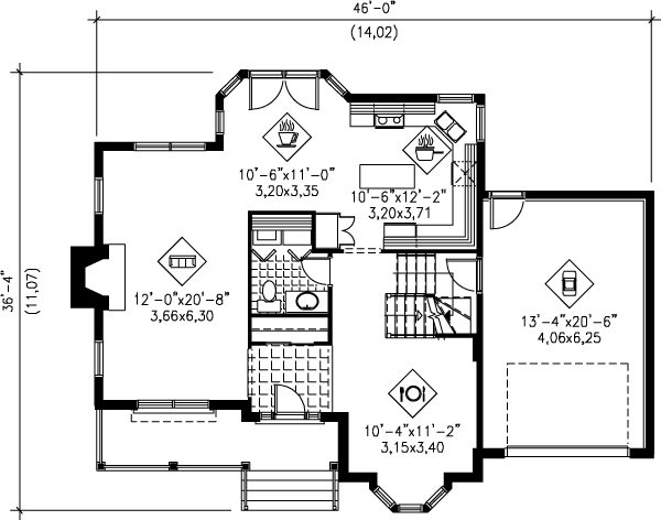 House Design - Traditional Floor Plan - Main Floor Plan #25-2005