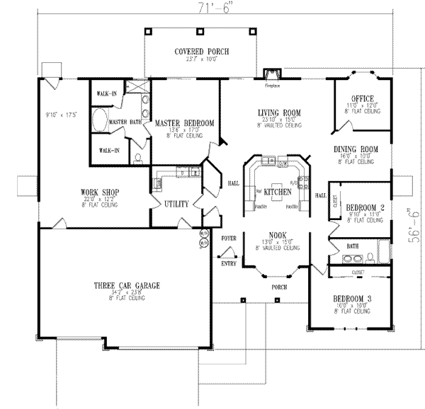 House Design - Mediterranean Floor Plan - Main Floor Plan #1-652
