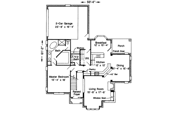 Floor Plan - Main Floor for European House Plan #410-190 - 3 bed, 2.5 bath