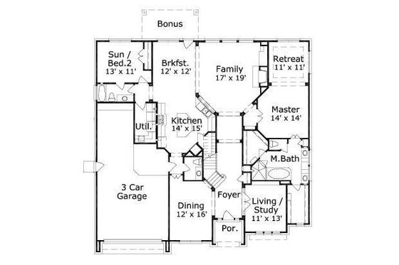 Floor Plan - Main Floor for European House Plan #411-585 - 4 bed, 4.5 bath