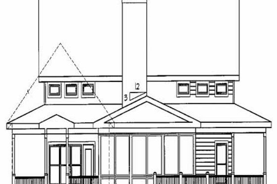 Exterior - Rear Elevation for Farmhouse House Plan #56-238 - 3 bed, 2.5 bath