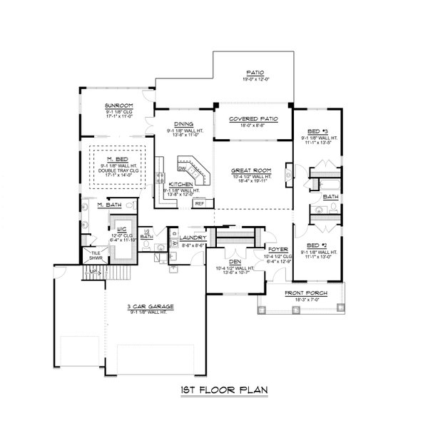 House Blueprint - Ranch Floor Plan - Main Floor Plan #1064-352