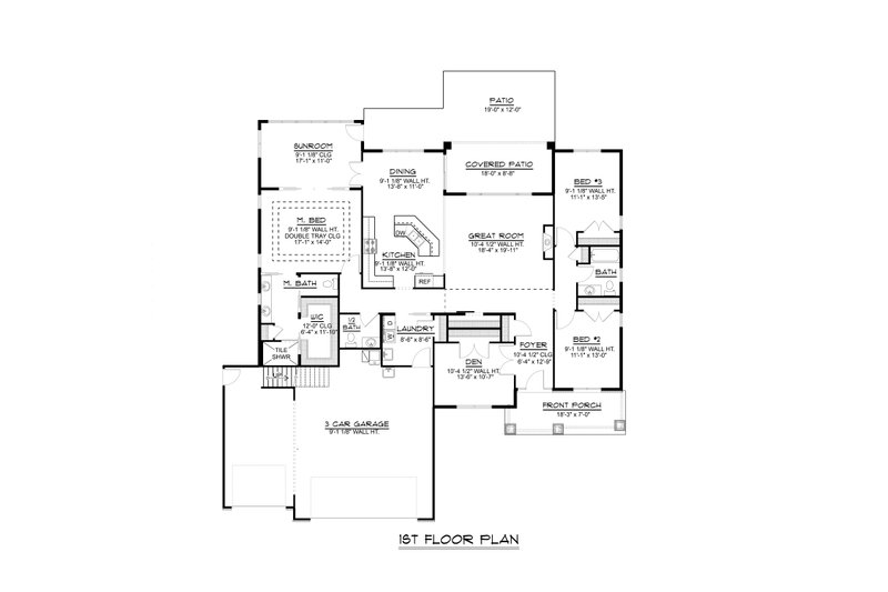 Architectural House Design - Floor Plan - Main Floor for Ranch House Plan #1064-352 - 3 bed, 2.5 bath