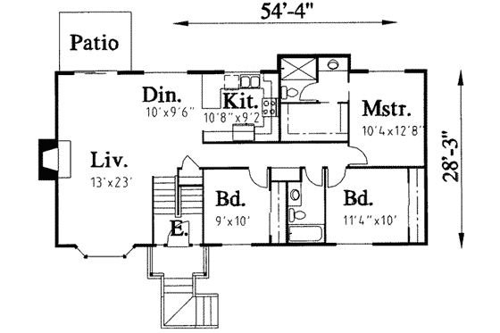 Floor Plan - Main Floor for Traditional House Plan #303-312 - 4 bed, 3 bath