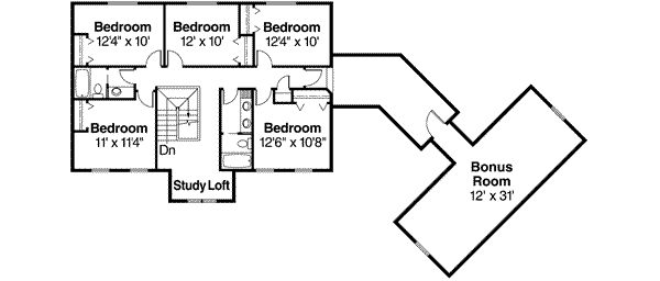 Colonial Floor Plan - Upper Floor Plan #124-464