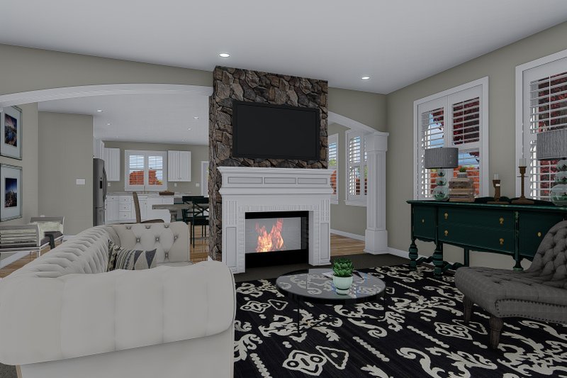 Architectural House Design - Interior - Family Room for Craftsman House Plan #1060-102 - 3 bed, 2.5 bath
