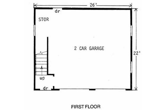 Floor Plan - Main Floor for Country House Plan #116-126 - 1 bed, 1 bath