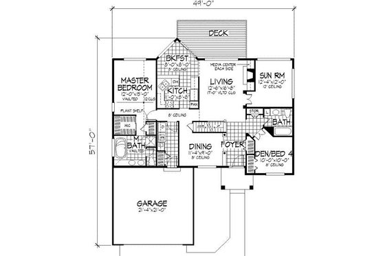 Floor Plan - Main Floor for European House Plan #320-149 - 4 bed, 3 bath