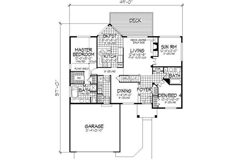 Home Plan - Floor Plan - Main Floor for European House Plan #320-149 - 4 bed, 3 bath