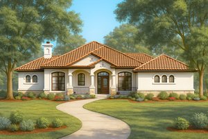 Mediterranean Exterior - Front Elevation Plan #80-117