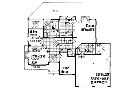 Floor Plan - Main Floor for Traditional House Plan #47-419 - 3 bed, 2.5 bath