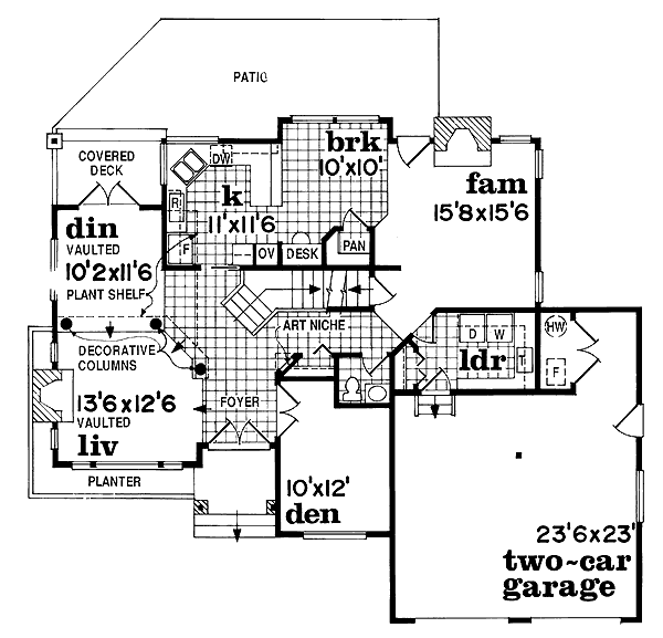 Floor Plan - Main Floor for Traditional House Plan #47-419 - 3 bed, 2.5 bath