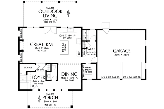 Floor Plan - Main Floor for Farmhouse House Plan #48-1225 - 3 bed, 2.5 bath