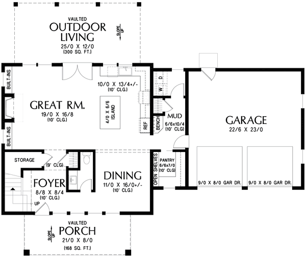 House Blueprint - Floor Plan - Main Floor for Farmhouse House Plan #48-1225 - 3 bed, 2.5 bath