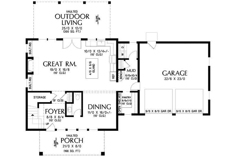 House Blueprint - Floor Plan - Main Floor for Farmhouse House Plan #48-1225 - 3 bed, 2.5 bath