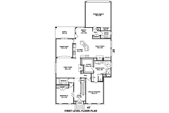 Floor Plan - Main Floor for Colonial House Plan #81-1589 - 4 bed, 4 bath