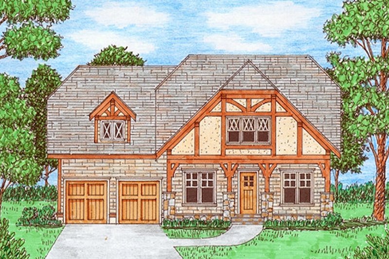 Dream House Plan - Tudor Exterior - Front Elevation Plan #413-879