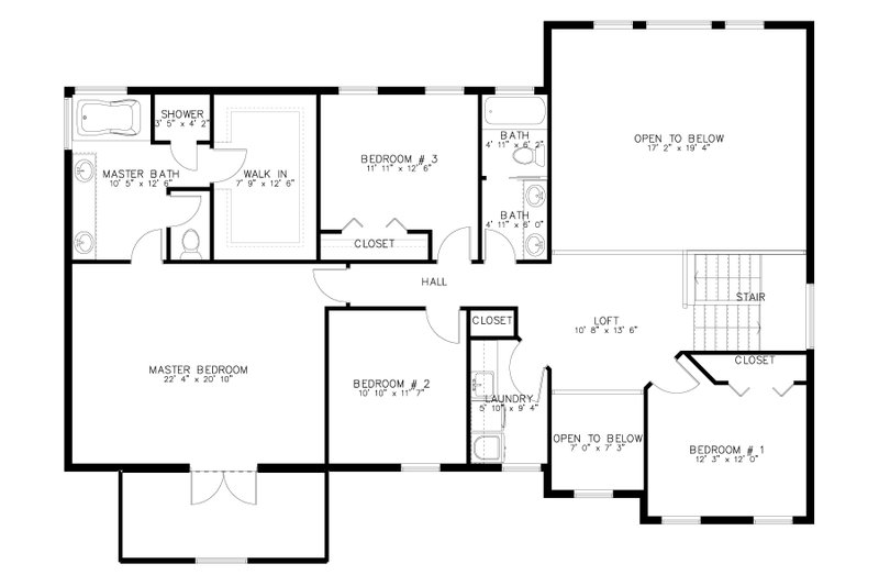 Architectural House Design - Floor Plan - Upper Floor for Farmhouse House Plan #1060-178 - 4 bed, 2.5 bath