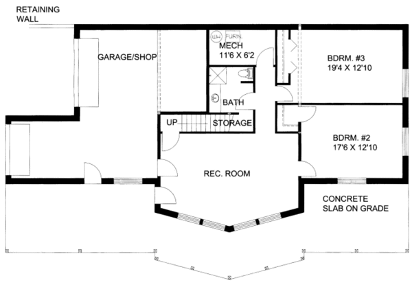 Craftsman Floor Plan - Lower Floor Plan #117-650