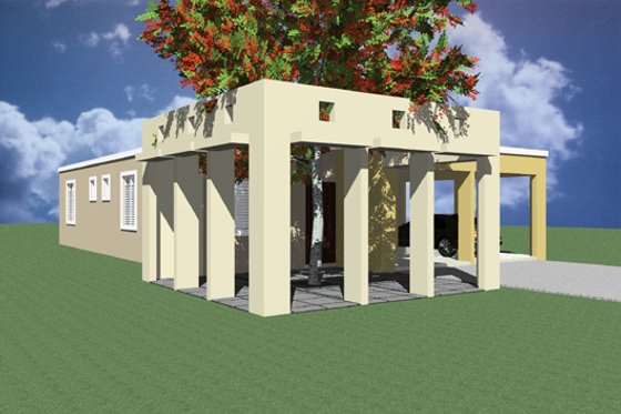 Exterior - Rear Elevation for Modern House Plan #495-1 - 3 bed, 2 bath