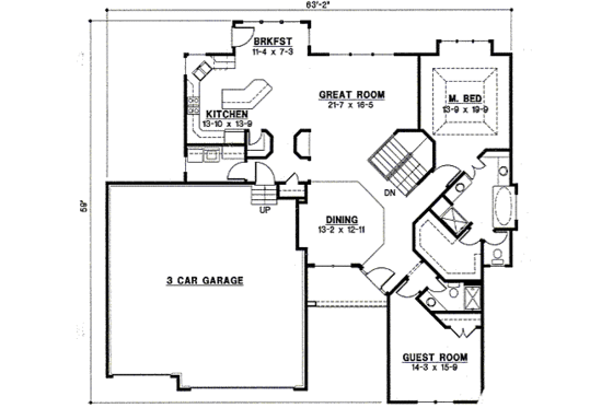 Floor Plan - Main Floor for Traditional House Plan #67-816 - 4 bed, 4 bath