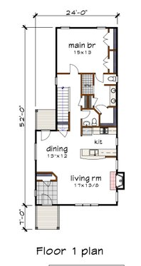 Floor Plan - Main Floor for Modern House Plan #79-323 - 3 bed, 2.5 bath