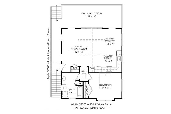 Floor Plan - Main Floor for Country House Plan #932-139 - 1 bed, 1 bath