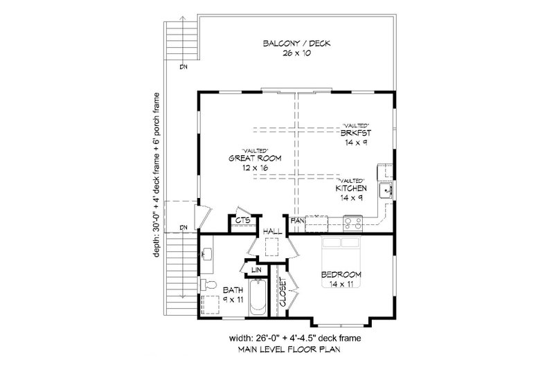 Dream House Plan - Floor Plan - Main Floor for Country House Plan #932-139 - 1 bed, 1 bath