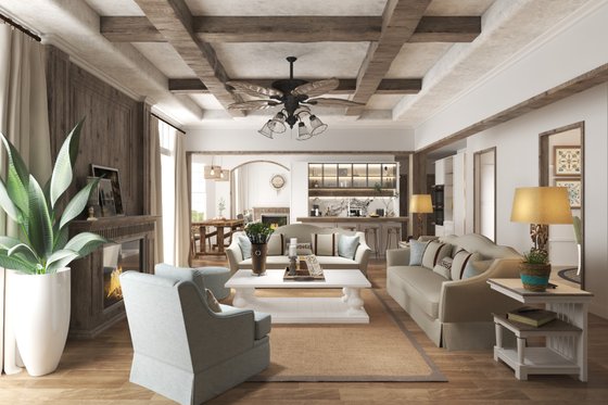 Interior - Family Room for Farmhouse House Plan #54-379 - 4 bed, 5 bath