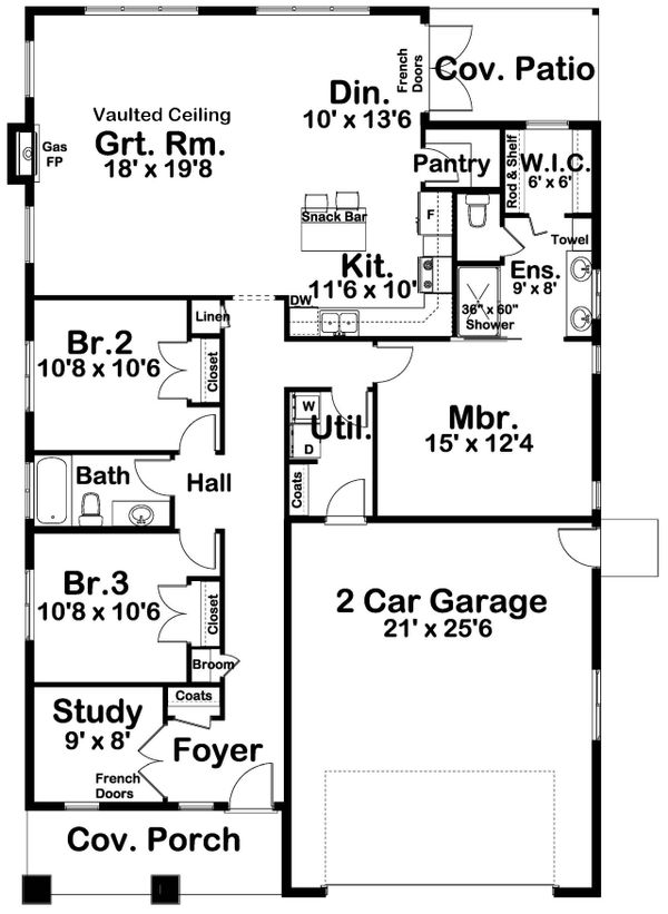 Architectural House Design - Contemporary Floor Plan - Main Floor Plan #126-185