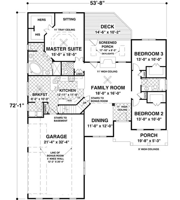 Craftsman Floor Plan - Main Floor Plan #56-631