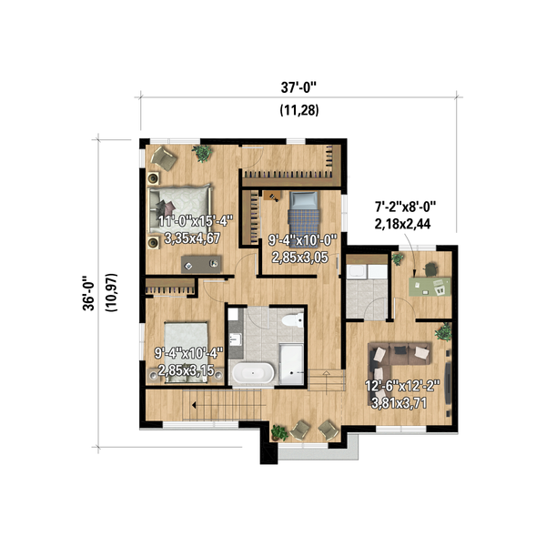 Modern Floor Plan - Upper Floor Plan #25-5026