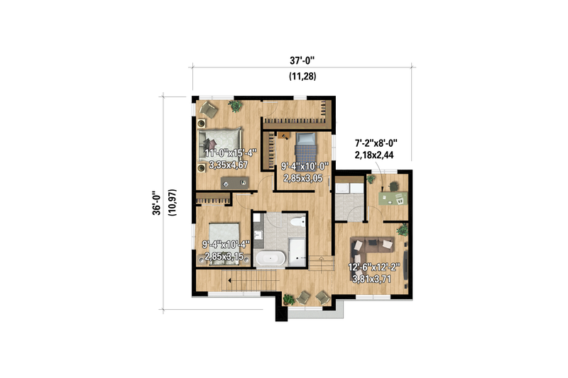 Architectural House Design - Floor Plan - Upper Floor for Modern House Plan #25-5026 - 3 bed, 1.5 bath