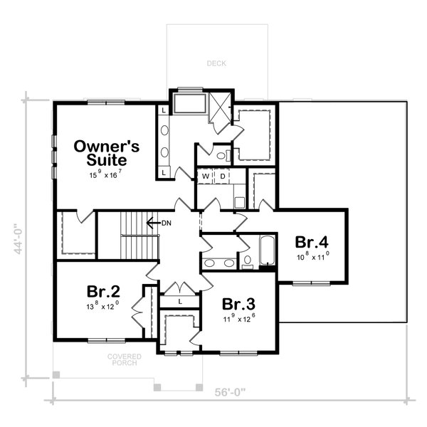 Traditional Floor Plan - Upper Floor Plan #20-2526