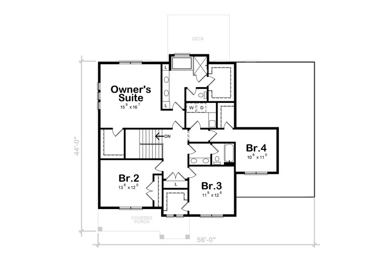 Dream House Plan - Floor Plan - Upper Floor for Traditional House Plan #20-2526 - 4 bed, 2.5 bath