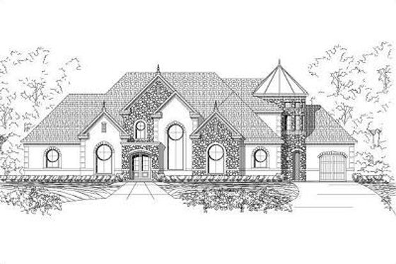 Exterior - Front Elevation for European House Plan #411-274 - 4 bed, 4 bath