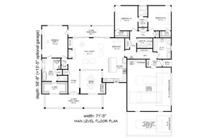 Floor Plan - Main Floor for Farmhouse House Plan #932-1206 - 3 bed, 3 bath