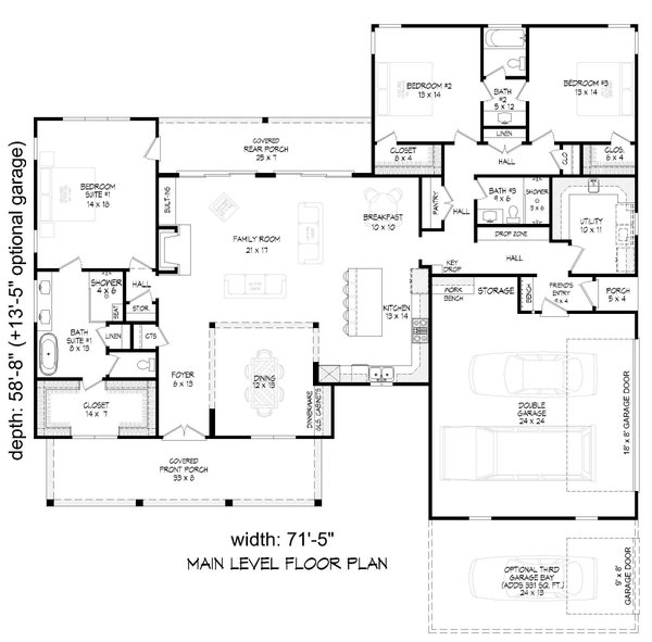 Home Plan - Farmhouse Floor Plan - Main Floor Plan #932-1206