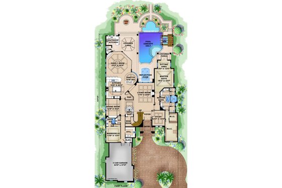 Floor Plan - Main Floor for Mediterranean House Plan #27-537 - 5 bed, 6 bath