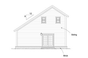 Exterior - Rear Elevation for Cottage House Plan #513-2180 - 1 bed, 1.5 bath