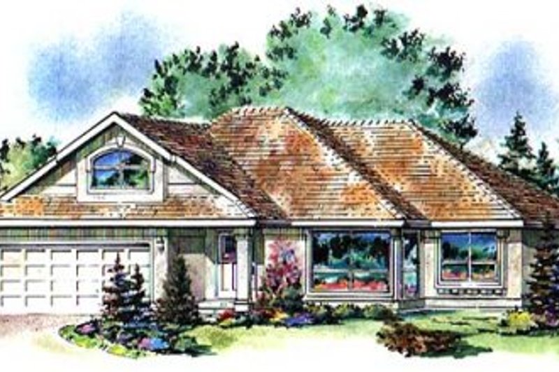 European Style House Plan - 3 Beds 2 Baths 1838 Sq/Ft Plan #18-9538