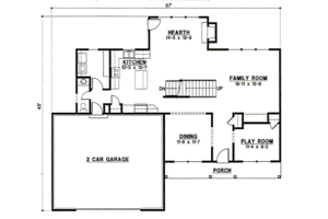 Floor Plan - Main Floor for Traditional House Plan #67-843 - 4 bed, 2 bath