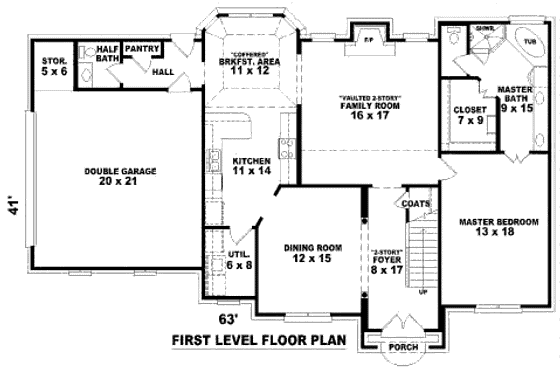 Floor Plan - Main Floor for Traditional House Plan #81-13705 - 4 bed, 3.5 bath