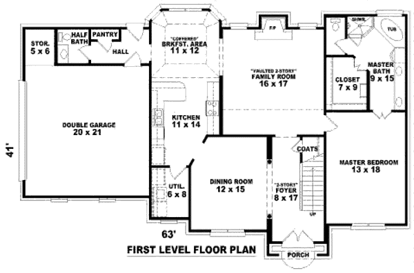 Floor Plan - Main Floor for Traditional House Plan #81-13705 - 4 bed, 3.5 bath